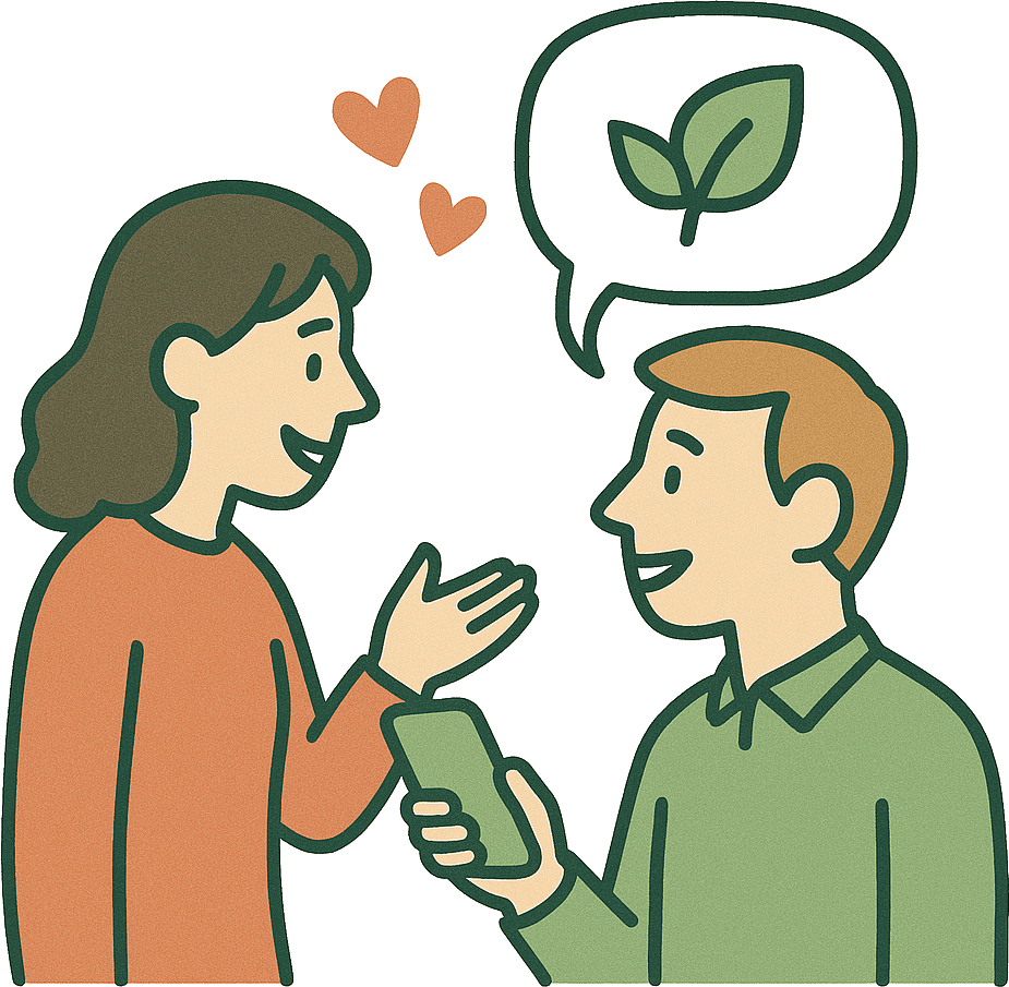 To personer diskuterer interesse for lokalmat